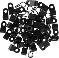 100Pcs Wire Clips for Cable Management R Shape Clamps for Organizing Rope Lights Cords and Wires Indoors Outdoors for Home Kitchen and Events