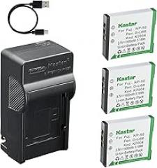 Kastar 3-Pack Battery and AC & USB-C Charger, Compatible with Fujifilm NP-50 NP-50A F770EXR F850EXR F900EXR X20 XP200 XF1, Pentax D-LI68 D-LI122 Optio Q10 Q-S1 VS20, SiOnyx Aurora Night Vision Camera