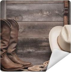 Cowboy Hat Leather Boots Print Camera Protective Wrap, Anti-scratch Lens Protector Wrapper, Magic Self-Adhesive Cloth for Cameras/DSLR/Laptop/Electronic Accessories, S