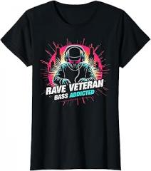 Mademark Rave Veteran Bass Addicted Electronic Music Design T-Shirt