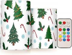 Christmas Trees Flameless Candles Color Changing Electronic Operated LED Pillar Candle with Remote and Timer for Decor Halloween Christmas Valentine's Day