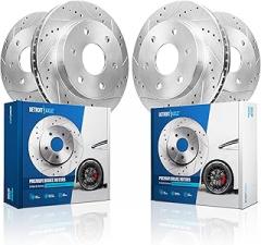 Detroit Axle - Brake Rotors for Ford 2015 2016 2017 F-150 Lobo [Electronic Parking Brakes] Drilled and Slotted Disc Brake Rotors Replacement : 13.78