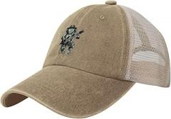 QIKLMMA Astronauts Play Electronic Guitars with Melodic Signs in Space Baseball Cap for Men Women Adjustable Breathable Washed Cotton Mesh Cap Natural