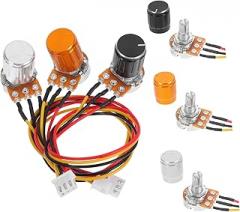 Alipis 3 Set Knob Style Potentiometer with Electronic Wire Logarithmic Design for Accurate Resistance Tuning and Effortless Installation for Communication Devices and Control Random Color