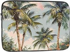 Tropical Palm Tree Printed Laptop Sleeve for Men Women Shockproof Laptop Bag for Travel Office School Black 10 Inch