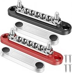 12v Bus Bar, Power Distribution Block with Cover, 12 Volt Positive & Negative Terminal Block Busbar 2 x 1/4