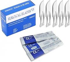 Pack of 100 Blades 10 Disposable, Size 10 Scalpel Blades for Knife Scalpel, High Carbon Steel Dermablade Blades. Individually Wrapped 10 Blade, Sterile