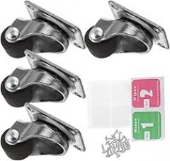 Veemoon 4pcs Low Profile Soft Swivel Caster Wheels for Furniture Easy Installation Mini Casters for Electronic Instruments and Flat Equipment