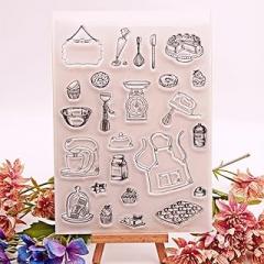 Apron Electronic Scale Kitchen Tools Clear Stamp Silicone Stamp for Card Making Decor,DIY Scrapbooking Artist Silicone Transparent Seal Stamps Embossing Photo Album Decor Craft 14.5x20cm