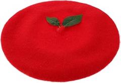 Milisten Strawberry Color Beret Hat Women’s Performing Costume Accessory Vintage Chic Beanie Cap Decorative Party Headdress for Themed Events