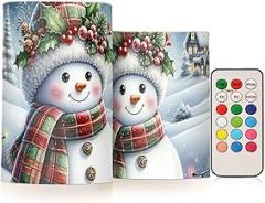 Snowman Electronic Candle Light,No Open Flame, No Smoke, No Wax Drips, Remote Controllable, 4-Hour/8-Hour Timer for On/Off, Multiple Light Settings, Versatile for Different Occasions.