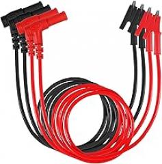 4PCS Multimeter Test Leads Right Angle Banana Plug to Alligator Clip Heavy Duty Silicone Wire for Electrical Testing 3 Feet/1m
