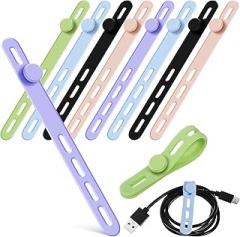 Didiseaon Silicone Cable Ties Adjustable Cord Organizer 10pcs 13.5Cm Reusable Wire Holders for Electronics Charging Cords and Cable Management Random Color Random Color