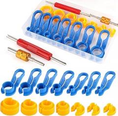 16PCS Car AC Fuel Line Disconnect Tool Set with Storage Box,Master Quick Disconnect Tool Kit,Valve Core Remover Tool Kit 1/4 5/16 3/8 1/2 5/8 3/4 7/8 Inch for Auto AC Repair,Transmission Cooler Lines
