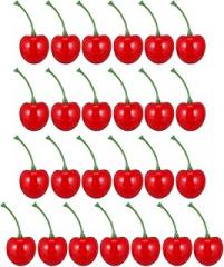 Milisten 25 Pcs Realistic Cherry Ornaments Fake Fruit Decoration Deep Red for Home Window Display Photography Props