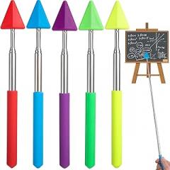 PAGOW 5 Pcs Retractable Teacher Pointer Sticks, 5 Colors Hand Pointer Stick, Student Finger Pointing Sticks, Extendable School Supplies for Reading, Classroom (Blue+Purple+Yellow+Green+Red, Arrow)