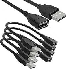 SaiTech IT 4 Pack (15cm - 6inch) Adjustable Flexible USB 2.0 Male to Female Extension Plug/Socket Adapter Cable - Shortest USB 2.0 Extension Cable