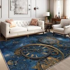 Mechanical Gear Blue Rug - Home Decor Gifts, 2x3ft Electronic Design Area Rug for Living Room, Washable Rugs for Bedroom, Non Slip Indoor Carpet, Soft Low Pile