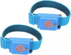 MECCANIXITY 2pcs Anti Static Wrist Strap, ESD Antistatic Bracelet Adjustable Cordless with Spare Bracelet for Computer Electronics Repair Blue