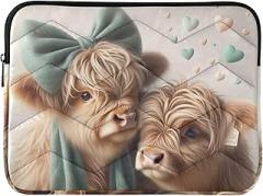 Laptop Case 13, 13.3, 14 Inch Cute Cow with Bows Shockproof Protective Notebook Case Portable Electronic Device Cover