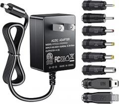 5V 2A Power Supply Adapter 10W AC100-240V to DC 5 Volt 2Amp Versatile Charger Cord with 8 Plugs for USB Hub TV Box Tablet Camera Speaker GPS Webcam Router and More 5vdc Electronics, 5FT