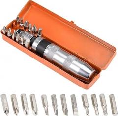 Utoolmart 13-in-1 Impact Screwdriver Set, Manual Reversible Impact Driver Kit, Magnetic Hex Shank Screw Driver Bit, for Disengaging Rusted Fasteners Frozen Bolts, with Iron Case