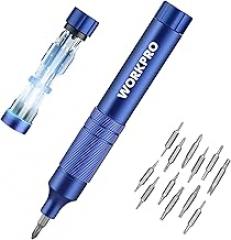 WORKPRO 24 in 1 Multi Bit Mini Screwdriver Set Magnetic, Manual Pen Screwdrivers, Tough S2 Steel Small Screwdriver Bits for Eyeglass, Watch, Laptop, Phone, Jewelry and Electronic, Blue