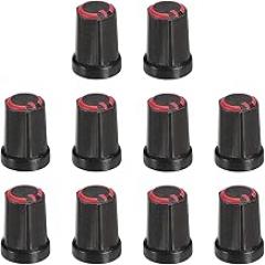 MECCANIXITY Potentiometer Control Knob ABS Guitar Knob for 6mm D Type Shaft Electric Guitar Power Amplifiers Stereos,Bass Volume Tone 270 Degrees Rotary Knob Black Red 10PCS