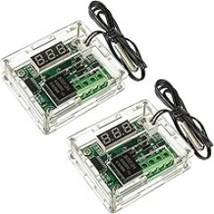 W1209 12V DC Digital Temperature Controller Board Micro Digital Thermostat -50-110°C Electronic Temperature Temp Control Module Switch with Waterproof Case（2PCS）