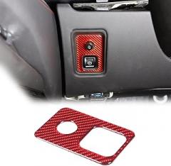 Sekhyna Electronic Handbrake Console Panel Cover Trim Compatible with Corvette C8 Stingray 2020-2023 Soft Carbon Fiber Sticker 1PCS Handbrake Switch Protection Frame (Red Carbon)
