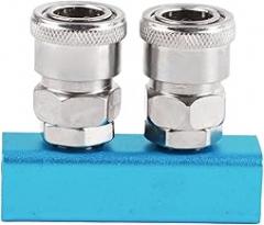 G1/4 Air Distribution Block Straight Aluminum Pneumatic Manifold with Stainless Steel Bead for Factory Automation Equipment Auto Repair Electronics (SML-2)