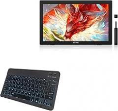BoxWave Keyboard Compatible with XP-Pen Artist 24 - SlimKeys Bluetooth Keyboard - with Backlight, Portable Slim LED 7 Colors - Jet Black