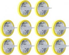 EEMB 10-Pack Tabbed CR2025 3V Lithium Coin Batteries Solder Tabs - Tabbed Replacement Battery, UL Certified