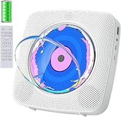 CD Player Portable Bluetooth Rechargeable: CD Players for Home with 1800mAh Kegaudio Desktop Wall CD Player with Speakers FM Radio USB Remote Control