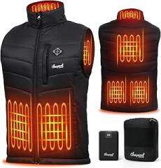 CHAPAREL Heated Vest for Men with Battery Pack Included, 7.4V Rechargeable Electric Heating Vest, Smart Temp. Control