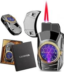 Cool Lighter, Creative Sports Car-Shaped Lighters with Jet Windproof Red Flame, Novelty Jet Flame Torch Lighter, Refillable Butane Lighters for Mens Husband Outdoor Indoor(Without Butanes)-Black