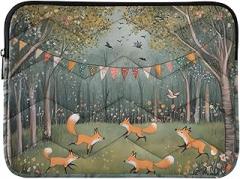 Cute Foxes Green Laptop Sleeves Laptop Bag 13 Inch Portable Electronic Device Cover