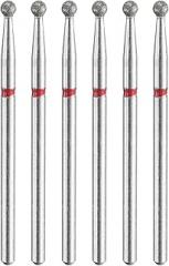 HARFINGTON 6pcs 200-230 Grits Diamond Grinding Bit 2.5mm Ball Head 2.35mm Shank 2.5mm Length Stone Sanding Drill Bits Rotary Tool for Ceramic Glass Nails Grinding Polishing, Red