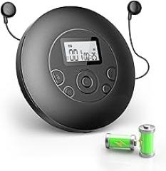 Portable CD Player for Home & Car-Rechargeable Discman CD Player with Anti-Skip, Large Backlit Screen, AUX Cable and Headphones, Supports CD/MP3/WMA/TF Card