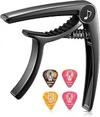 Donner Guitar Capo for Electric and Acoustic Guitar DC-2, Ukulele Capo Black with 4 Picks