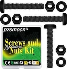 150 Pieces/50 Sets M5*40 mm Plastic Black Nylon Cross Round Head Screw Hexagonal Nut Combination Kit, with Insulating Washers, Standard Size, for DIY and Electronic Assembly.