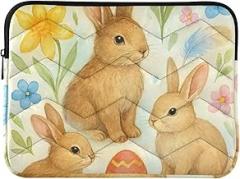 Laptop Protective Cover Portable Electronic Device Cover Easter Bunnies Flowers Shockproof Protective Notebook Case Medium