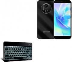 BoxWave Keyboard Compatible with Doogee X97 Pro - SlimKeys Bluetooth Keyboard - with Backlight, Portable Slim LED 7 Colors - Jet Black