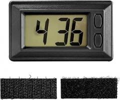 Car Dashboard Digital Clock, Mini Electronic Clock Battery Operated with Clear LCD Time Display, Adhesive Ultra-Thin Dashboard Clock with Calendar for Car Home Office (Black)