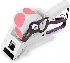 Manual Label Applicator, Portable Handheld Barcode Sticker Gun, Flat Round Bottle Labeling Machine, Manual Sticker Dispenser, for 1” 3” Label Roll Core, 11.2 * 4.4 * 3.7in