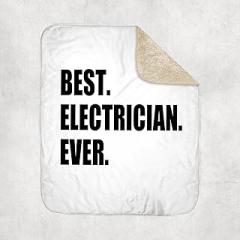 3dRose Best Electrician Ever - Fun Gift for Electronics Job - Black Text Sherpa Lined Blanket