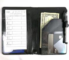 MSP Waitress Wallet with Zipper Pocket | Customizable Server Book | Server Pad Holder with Photo Insert Sleeve in PU Leather for R/L Handed (350 Black)