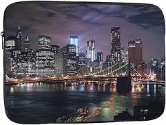New York Night Printed Laptop Bag for Men Women Shockproof Laptop Sleeve for Travel Office School, black, 13 inch