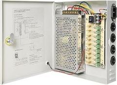 9 Channels DC12V 10 Amp PTC Reset Fuse CCTV Power Supply with Metal Box,Include AC Plug and Lock Suit for Security Cameras,CCTV Cameras,NVRs,LEDs