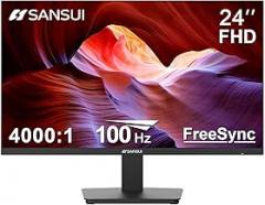 SANSUI Monitor 24 Inch 100Hz PC Monitor, HDMI VGA Ports VESA Mount, FHD Computer Monitor Ultra-Slim Ergonomic Tilt Eye Care for Home Office (ES-24F2, HDMI Cable Included)